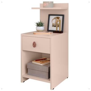 Imagem de Kit 2 Mesa de Cabeceira com Gaveta e Prateleira Cor White Criado Boss Canto Cama Quarto