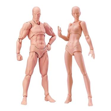 Imagem de Haniforever Artistas manequim arte manequim figuras suprimentos ferramentas de desenho, pequeno modelo de figura de desenho para esboçar, pintura, figuras de ação masculino + conjunto feminino (carne)