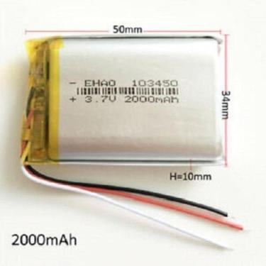Imagem de Bateria 3.7v 2000 Mah 10mm X34mm X50mm 3 Fios 103450 - bgb