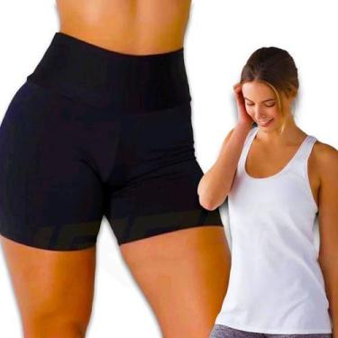 Imagem de Kit Shorts Legging + Regata Fitness Academia Bermuda Cós alto 173 - IR
