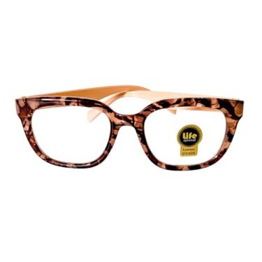 Imagem de Armação Óculos Grau p/Perto Retangular Gatinho Leopardo Para Leitura (+1.75)