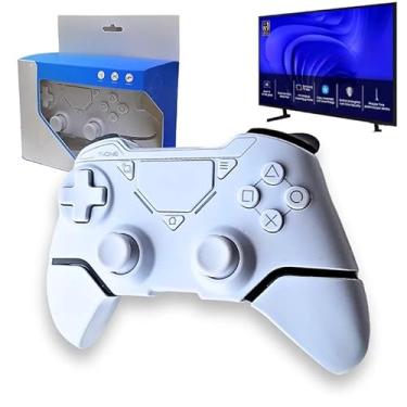 Imagem de Controle para Smart TV Samsung Xbox Game Pass LG TCL Philips PS4 PS3 Bluetooth Universal Celular Android Tablet Double Shock Vibração AU7700 AU8000 BU8000 CU7700 CU8000 DU8000 TU8000 QLED AI OLED BIG (Branco)