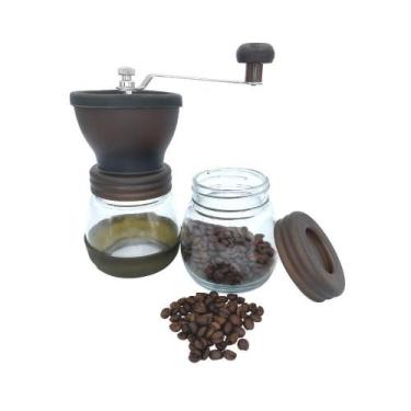 Imagem de Moedor De Café Manual Vidro E Inox Marrom Com Regulagem - Gater