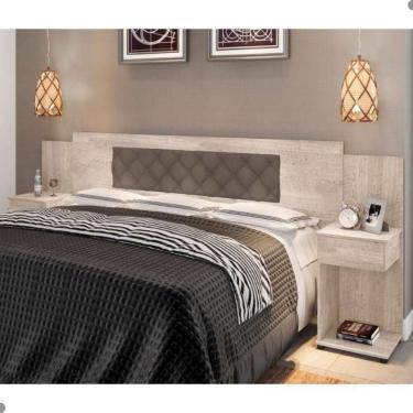 Imagem de Cabeceira Box Bruna Amarula Com Capitonê Bege Escuro