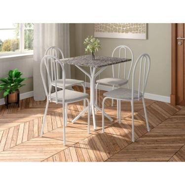 Imagem de Conjunto Mesa Thais 4 Cadeiras 004 Base Branco Tampo Granito