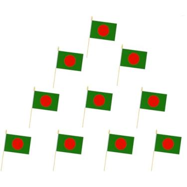Imagem de Pacote com 10 bandeiras de Bangladesh - bandeira portátil - bandeira de mesa - 13 x 20 cm, mini bandeira de Bangladesh, topo de bola de segurança. Adequado para decorações de festa, expositores de