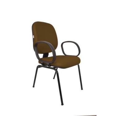 Imagem de Cadeira Fixa Diretor Fire - Maiart, Marrom, Couro Sintetico Corano