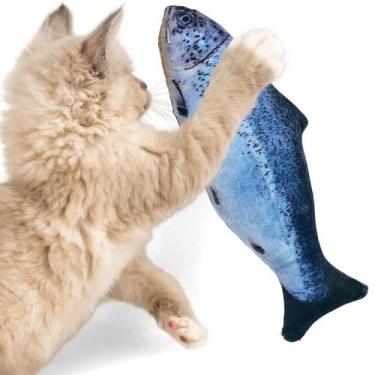 Imagem de Brinquedo Para Gato Pelúcia Peixe com Catnip - DM PETS