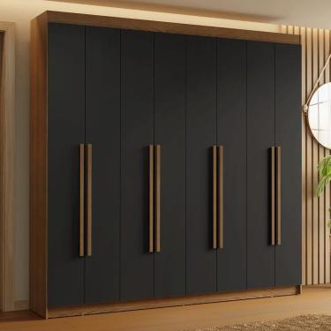 Imagem de Guarda-roupa Casal 8 Portas Batentes Saturno Madesa Rustic/preto