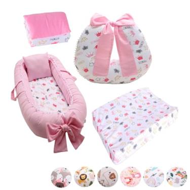Imagem de Kit Ninho Redutor Bebê + Almofada Amamentação + Trocador Anatômico Impermeável + Trocador Portátil Menina Menino(PRINCESS)
