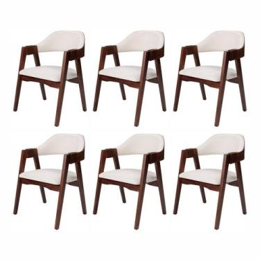 Imagem de Kit 6 Cadeiras de Madeira Maciça Tauari, Estofada e Braço com Corda Ná