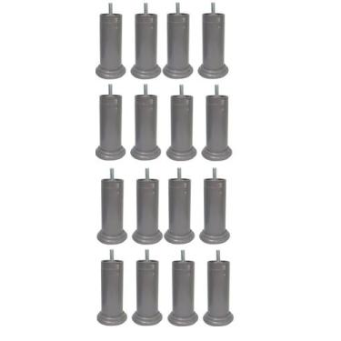 Imagem de Kit 16 Pe Cama Box Fixo Cinza 12cm Plástico Com Parafuso Central - Jth