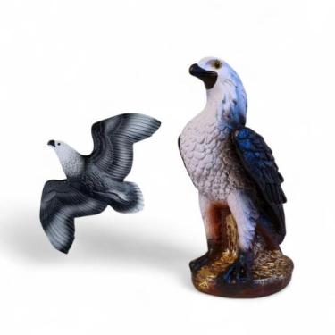 Imagem de Kit 2 Peças Àguia Parede e Gavião Espanta Pombo Pardal Jardim Fazenda 