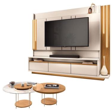 Imagem de Estante Home Theater Montane Off White Cinamomo E Kit Mesa De Centro Sky Cinamomo - Hb Móveis