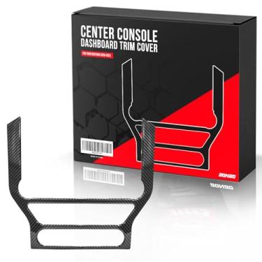 Imagem de Bonbo Painel de liga de alumínio prateado com controle central de ar condicionado para Ford Mustang 2015-2020