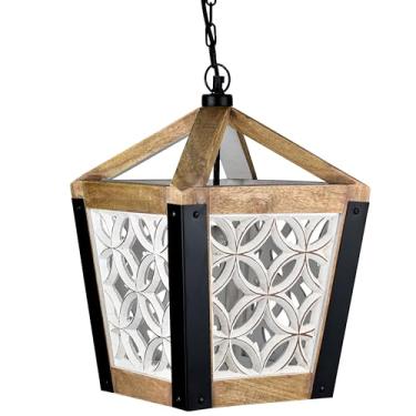 Imagem de Autumn Alley Luminária Pendente Farmhouse - Madeira Rústica Para Ilha De Cozinha, Café, Sala Jantar, Corredor, Casa Campo Francesa Chique