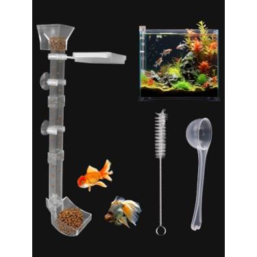 Imagem de Conjunto de tubo e prato de alimentação de camarão, alimentador de aquário antidispersão com altura ajustável e anel flutuante para tanques de peixes e camarões