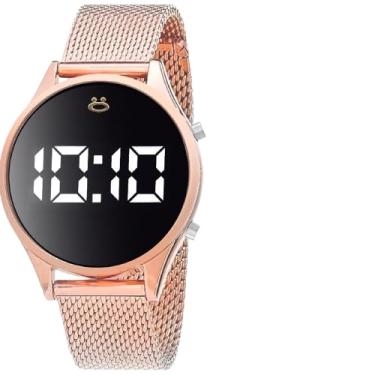 Imagem de Kit Feminino Luxo Relogio Digital Maria Rose Colar Brincos Pingente Strass Pulseira Silicone Caixa Premium Sofisticado Aco Inoxidavel