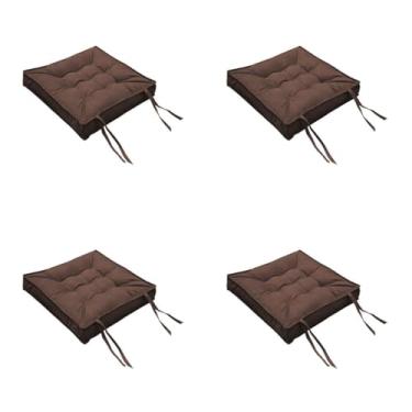 Imagem de Kit Com 4 Unidades Almofada Futon Confort Assento Para Cadeira Suede Liso 40x40(Bege Escuro)