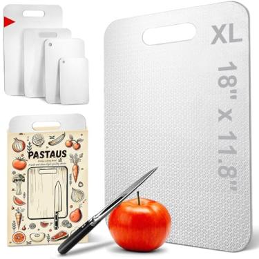 Imagem de Tábua de corte de aço inoxidável, tábua de corte não tóxica para cozinha, design de textura mais recente reduz marcas de faca, superfície antiderrapante, adequada para cortar carne, frutas e muito