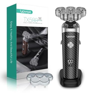 Imagem de VOYOR Barbeador elétrico para homens - Barbeadores flutuantes 5D para homens, barbeador elétrico magnético, recarregável, visor de LED, barbear a seco e molhado IPX6, à prova d'água, barbeador