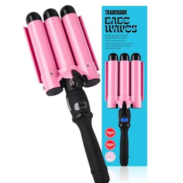 Imagem de Trademark Beauty ondulador de cabelo de três barris, modelador de cachos de 3 cm, ondas de praia, modelador de cabelo com temperatura ajustável, Babe Waves Jumbo - Rosa