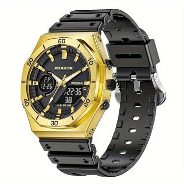 Imagem de Relógio Esportivo Unissex Prova Dgua Com Display Duplo Crongrafo E Alarme Dourado