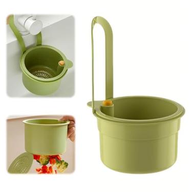 Imagem de Cesta de filtro de pia, cesta de filtro suspensa para torneira, coletor de resíduos de alimentos autolimpante, cesto de drenagem de cozinha de despejo automático (verde, 1 peça)