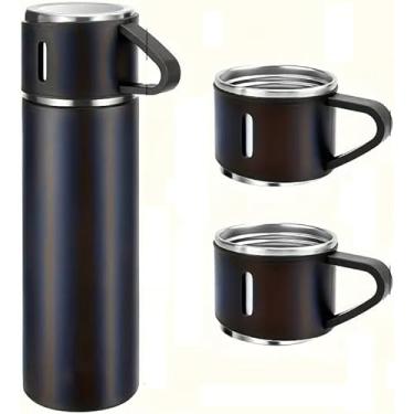 Imagem de Garrafa Térmica 500ml Antivazamento | Squeeze para Café, Chá e Bebidas Quentes ou Frias (PRETO)