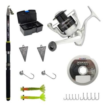 Imagem de Kit Praia Molinete Arena 3000 Vara Telescopica 3,60m Linha E Acessorio