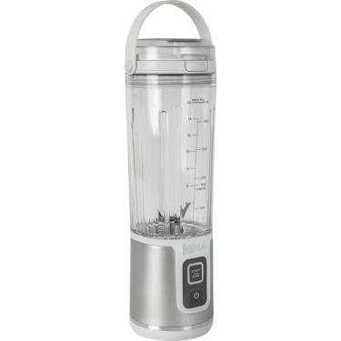 Imagem de Ninja Blast Liquidificadora portátil, copo de 530 ml com tampa anti-gotejamento e bico para sorver, mini batedeira sem cabo, recarregável, smoothies, batidos de proteínas, pique gelo e frutas