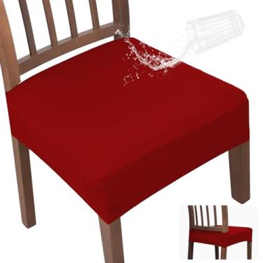 Imagem de JQinHome Conjunto de 2 capas de assento de cadeira de jantar elásticas à prova d'água, macias e removíveis, laváveis para sala de jantar, elástico, antiderrapante, cobertura traseira completa com