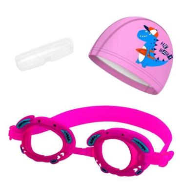 Imagem de Kit touca e óculos de natação infantil piscina com desenhos divertidos