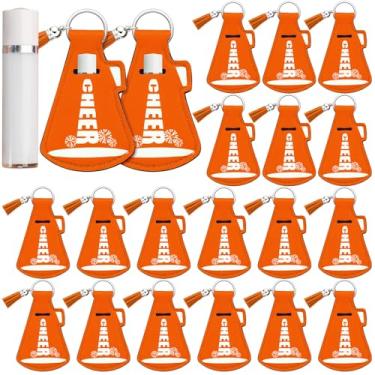Imagem de Swiffen 20 peças de presentes de líder de torcida a granel de volta às aulas suporte de protetor labial com borla chaveiro para torcer adolescentes esportes, Laranja, 1 Count (Pack of 20)