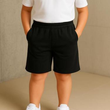 Imagem de Bermuda Moletom Infantil Juvenil Masculina Menino Shorts com Bolso - R