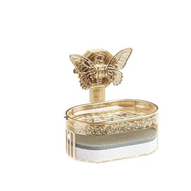 Imagem de Saboneteira Suporte para banheiro Parede Porta Sabonete Sem Furo Acrilico Auto Colante(DOURADO)