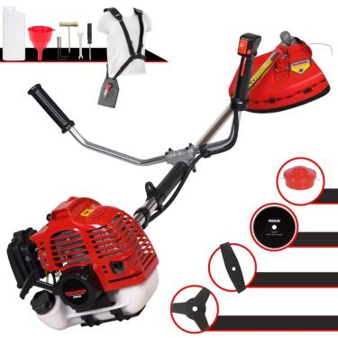 Imagem de Roçadeira Multifunções Kawashima KW43L Motor 2 Tempos 43cc 10.000rpm 1,7HP de Potência Com Carretel e Faca 3 Pontas + Faca 2 Pontas + Faca 80 Dentes