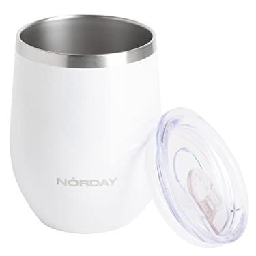Imagem de NORDAY | Copos de aço inoxidável – Copos | Sommelier copo térmico de 350 ml com glitter branco | Mantém a temperatura entre 8 e 24 horas | Tampa antiderramamento - Ideal para viagens | Parede dupla