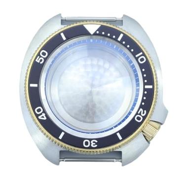 Imagem de FEIYASHI Caixa de relógio dourada PVD de vidro safira de luxo de 44 mm moldura de alumínio de aço inoxidável para peças de movimento NH35 NH34/36, NH35 NH34/36/38 Movimento + anel capítulo azul 8