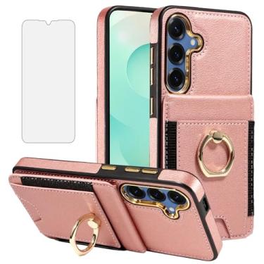 Imagem de Capa de telefone para Samsung Galaxy S24 Plus/S25 Plus S24+ S25+ 5G Capa carteira com protetor de tela, suporte de cartão de couro, anel com bloqueio de RFID, suporte S24Plus 24S + S 24 24+ S25Plus