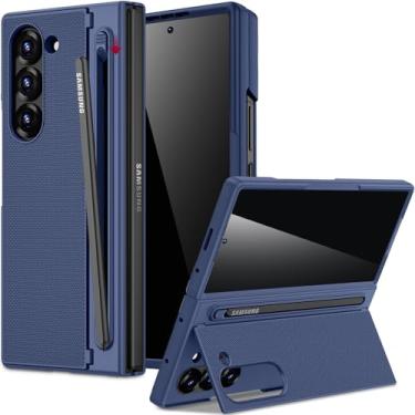Imagem de Miimall Capa para Samsung Galaxy Z Fold 7 com suporte para caneta S [queda de grau militar] [tela de privacidade integrada e suporte] Capa protetora fina fina para Galaxy Z Fold 7 5G capa Stylus azul