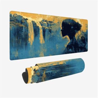 Imagem de Tapete de mesa para meninas 900 x 400 mm, mouse pad de outono 89,9 x 39,9 cm, à prova d'água, acessórios de mesa de escritório para presentes femininos, tapete de mouse XXL com base de borracha