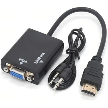 Imagem de Conversor HDMI para VGA com Áudio P2 – Conecte Notebook ou PC a Projetores e Monitores VGA – Perfeito para Apresentações e Reuniões