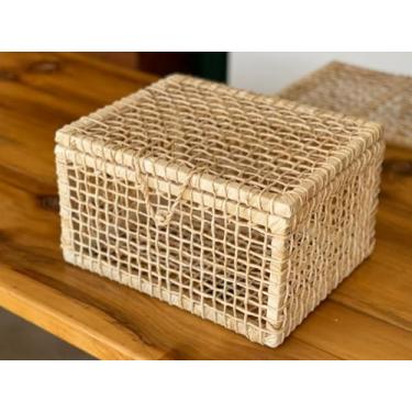 Imagem de Baú Fibra Natural Palha De Milho Organizador Rustico N5