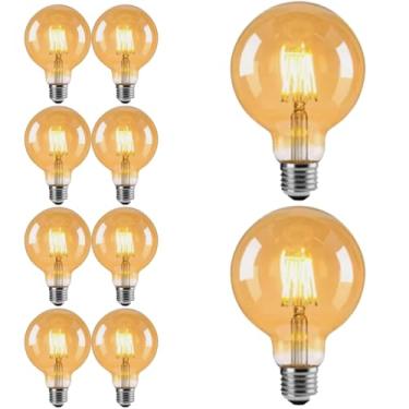 Imagem de Kit 10x Lâmpada Filamento Carbono Retrô Vintage G80 E27 40W 2400K Dimerizável (Tensão 220V)