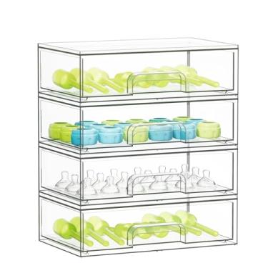 Imagem de SpaceAid Organizador de mamadeiras para bebês – Recipiente organizador de garrafas de acrílico, gavetas transparentes empilháveis para bancada, penteadeira, banheiro, armário, organização de despensa