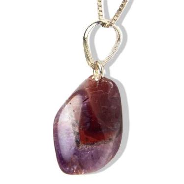 Imagem de Colar Pedrinha Cacoxenita Rolada Montagem Pino Prata 950 - CristaisdeC