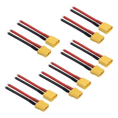 Imagem de TMH Conector Fêmea E Macho Xt90 De 5 Pares Com Fio Silicone Macio 100 Mm (10 Awg) Para Bateria Rc Lipo, Cabo Fpv, Drone, Carro Barco (5 Machos + Fêmeas)