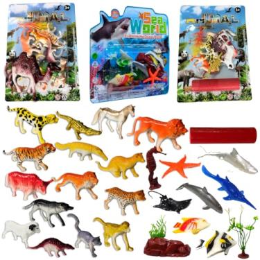 Imagem de Animais Miniatura Fazenda Safari Oceano Brinquedo Animal Kit MArinho