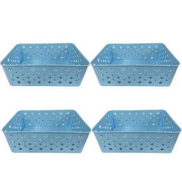 Imagem de Kit 4 Cesto Multiuso Organizador Premium Azul 123Organizei - 123 Organ